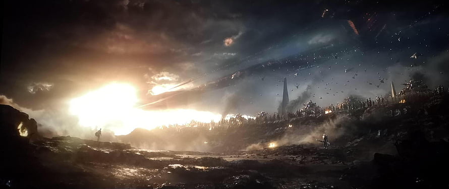 Captain America Standing Against Thanos Army in Epic Battle Scene HD wallpaper