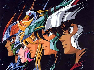 Saint Seiya Knights of the Zodiac Anime Group Portrait with Constellation Background HD wallpaper