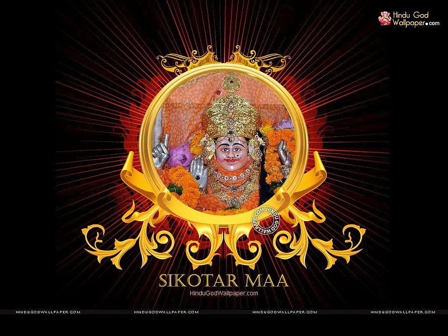 Sikotar Maa Hindu Goddess Ornate Golden Frame Devotional Artwork HD wallpaper