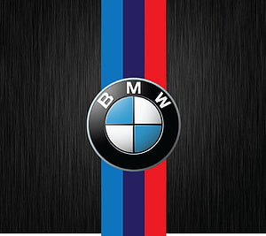 BMW M Power Emblem on Black Brushed Metal with Blue Purple and Red Stripes HD wallpaper