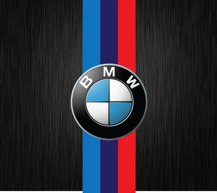 BMW M Power Emblem on Black Brushed Metal with Blue Purple and Red Stripes HD wallpaper