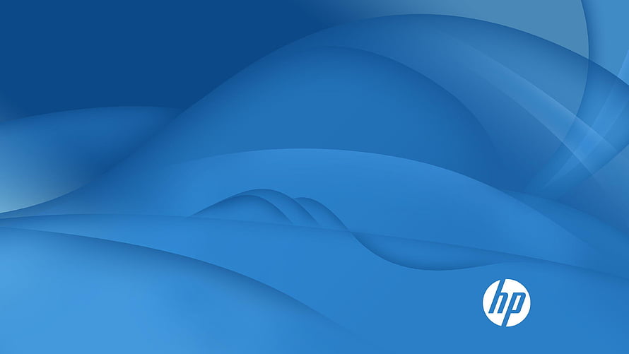 HP Blue Abstract Wave Pattern with Corporate Logo on Minimalist Background HD wallpaper