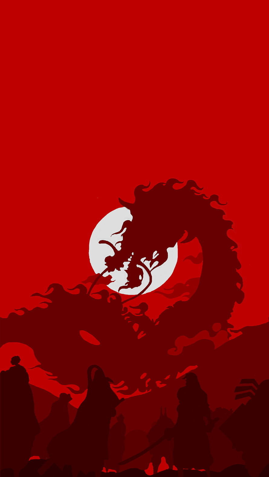One Piece Red Scabbards Confronting Kaido Dragon Silhouette Artwork HD phone wallpaper