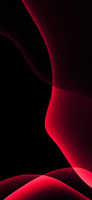 Abstract red flowing curves on black background, minimal 3D wave design HD phone wallpaper