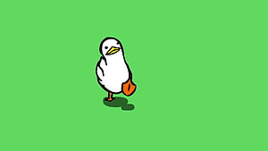Cute Cartoon Duck Walking on Green Background HD wallpaper