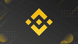 Binance Logo on Dark Background with Geometric Gold and Grey Abstract Patterns HD wallpaper