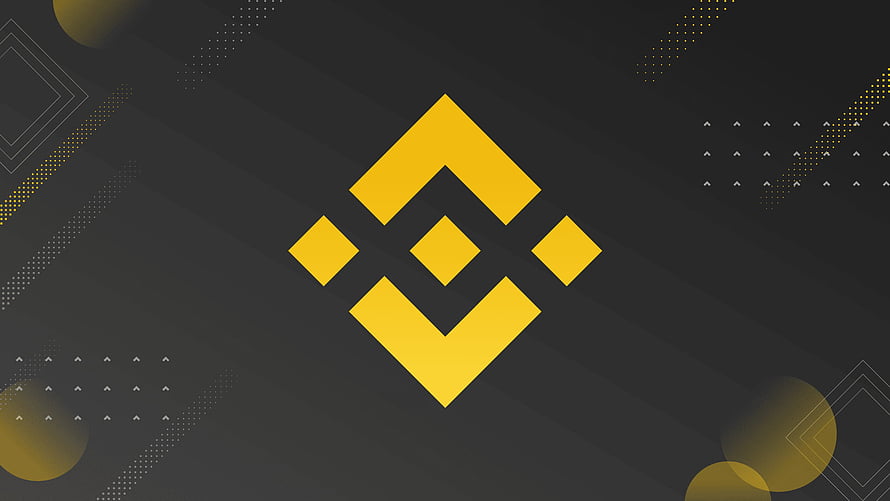 Binance Logo on Dark Background with Geometric Gold and Grey Abstract Patterns HD wallpaper