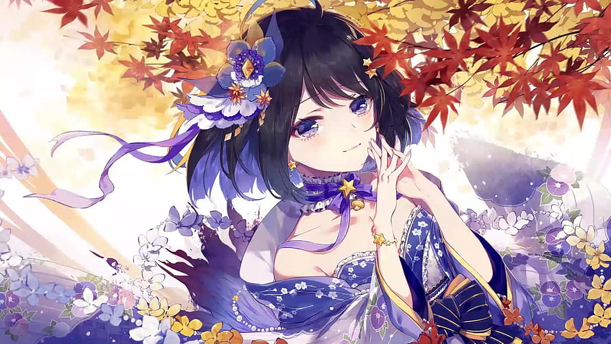 Honkai Impact 3rd Seele Vollerei in Autumn Maple Leaves and Floral Dress HD wallpaper