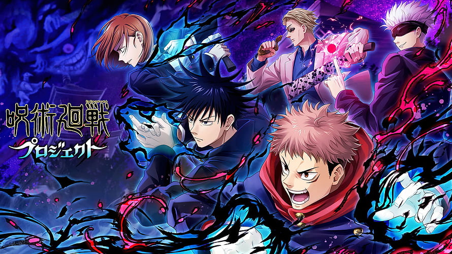 Jujutsu Kaisen Project Anime Key Visual Featuring Gojo, Sukuna, and Yuji in Dynamic Action Pose HD wallpaper
