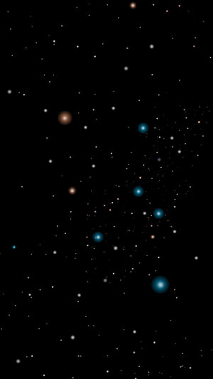 Minimalist Starfield Wallpaper with Glowing Blue and Amber Stars on Black Background HD phone wallpaper