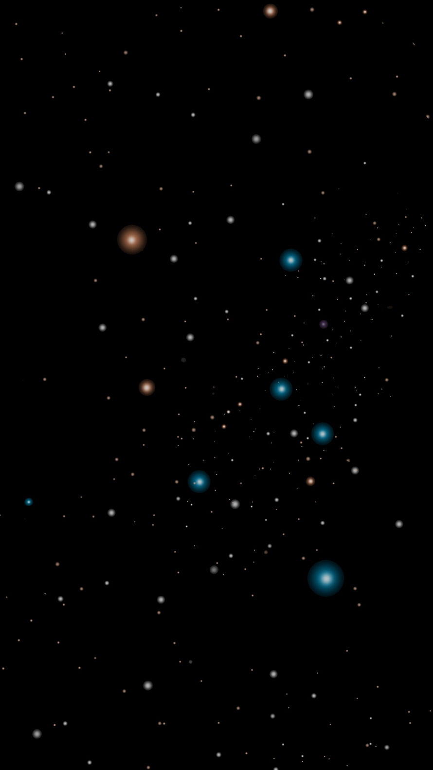 Minimalist Starfield Wallpaper with Glowing Blue and Amber Stars on Black Background HD phone wallpaper