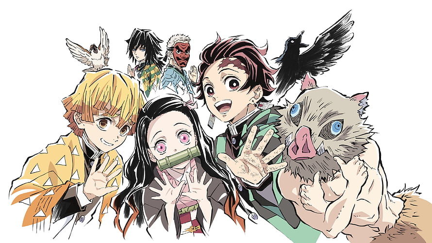 Demon Slayer Main Cast Group Portrait with Tanjiro Nezuko Zenitsu Inosuke and Hashira HD wallpaper