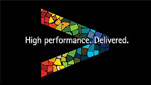 Accenture Mosaic Arrow Logo with High Performance Delivered Tagline on Black Background HD wallpaper