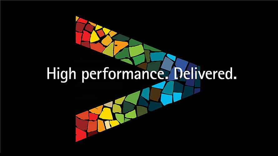 Accenture Mosaic Arrow Logo with High Performance Delivered Tagline on Black Background HD wallpaper
