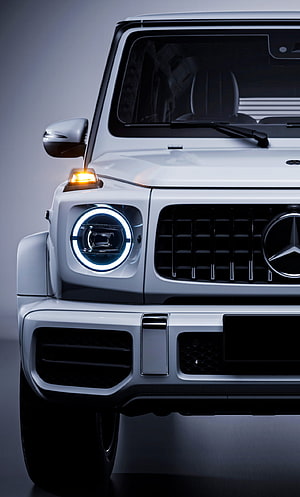 Mercedes-Benz G-Class AMG Front Grille and Headlight Close-Up HD phone wallpaper