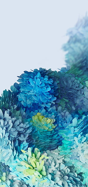 Samsung Galaxy S20 Default Blue Floral Abstract Wallpaper HD phone wallpaper