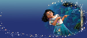 Mirabel Madrigal from Encanto in a magical jungle setting with glowing particles HD wallpaper