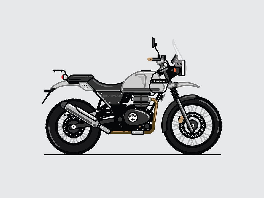 Royal Enfield Himalayan Flat Vector Illustration on Minimalist Gray Background HD wallpaper