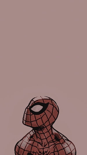 Spider-Man Minimalist Comic Illustration on Muted Mauve Background HD phone wallpaper