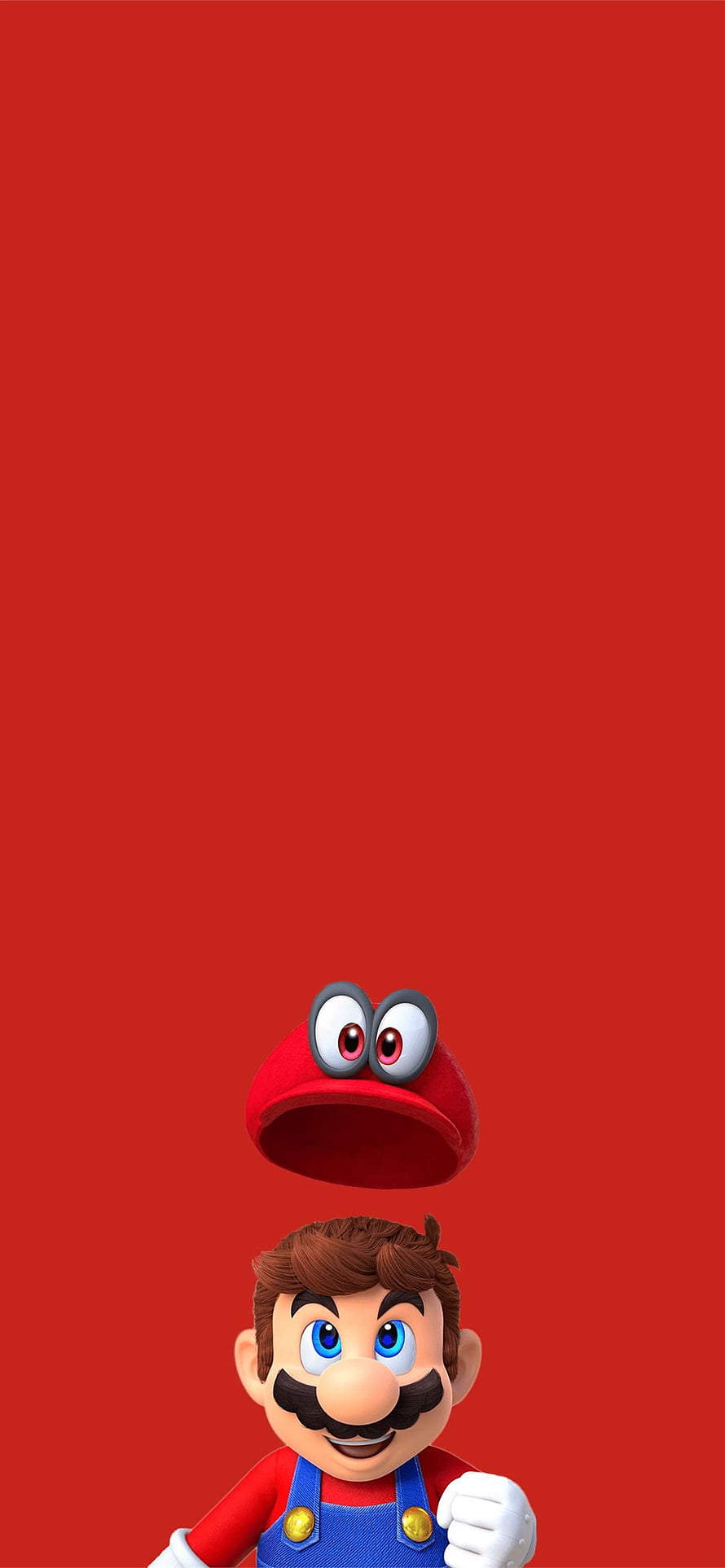 Mario with floating red cap on solid red background, 3D render, Nintendo character portrait HD phone wallpaper