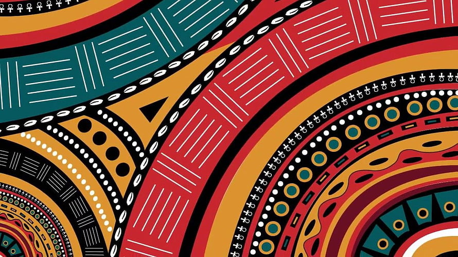 Vibrant African Tribal Pattern with Bold Geometric Shapes and Earthy Tones HD wallpaper