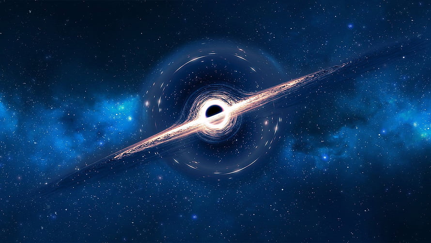 Ton 618 Supermassive Black Hole with Accretion Disk in Deep Space HD wallpaper
