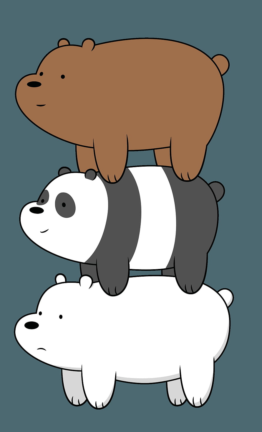 We Bare Bears Cartoon Trio Stacked in a Playful Vertical Formation HD phone wallpaper