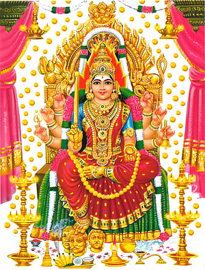 Mariamman Deity Illustration with Golden Ornaments and Traditional Temple Decorations, Arulmigu Samayapuram Mariamman Temple, #mariamman HD phone wallpaper