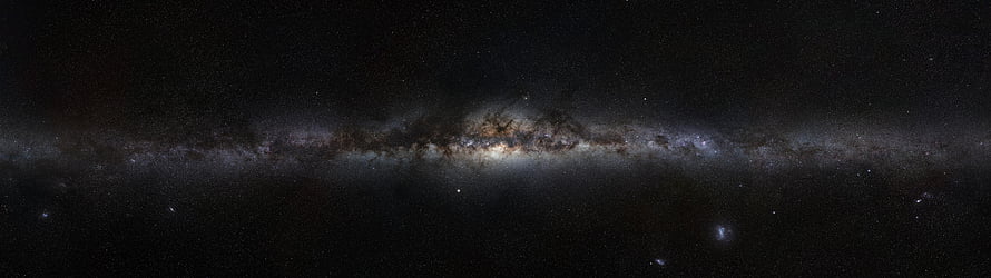 Panoramic View of the Milky Way Galaxy Core with Dust Lanes and Star Fields HD wallpaper