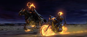 Ghost Rider and Carter Slade in Fiery Desert Chase Scene HD wallpaper