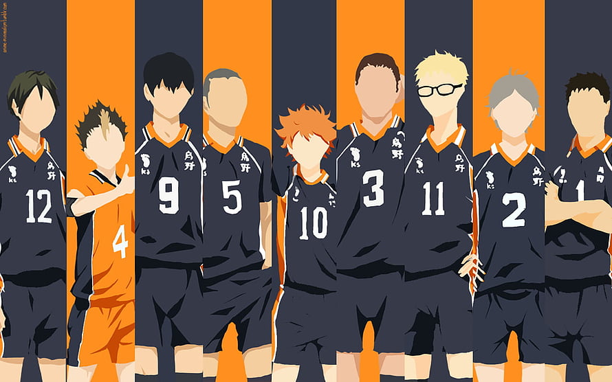 Haikyuu Karasuno Volleyball Team Minimalist Anime Lineup Illustration HD wallpaper