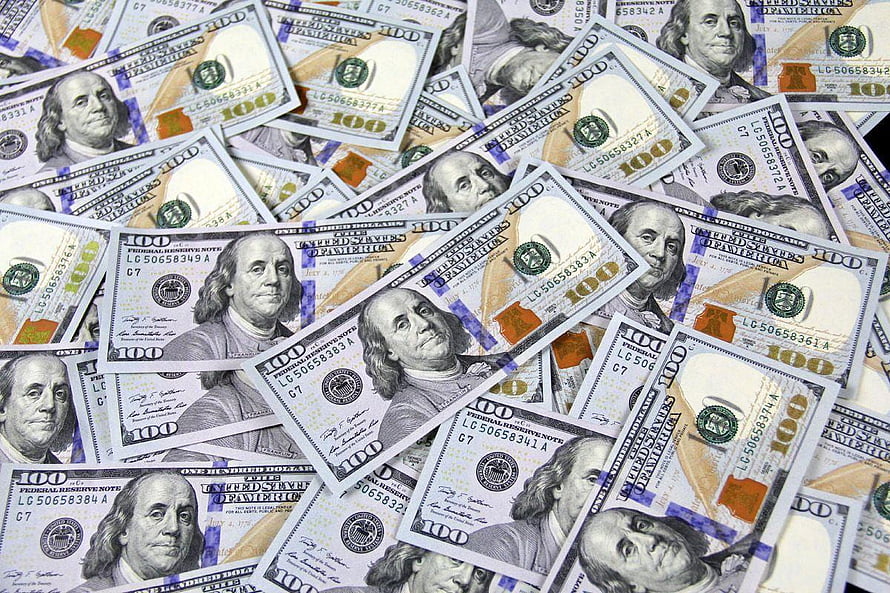 Scattered One Hundred Dollar Bills Featuring Benjamin Franklin Portrait HD wallpaper