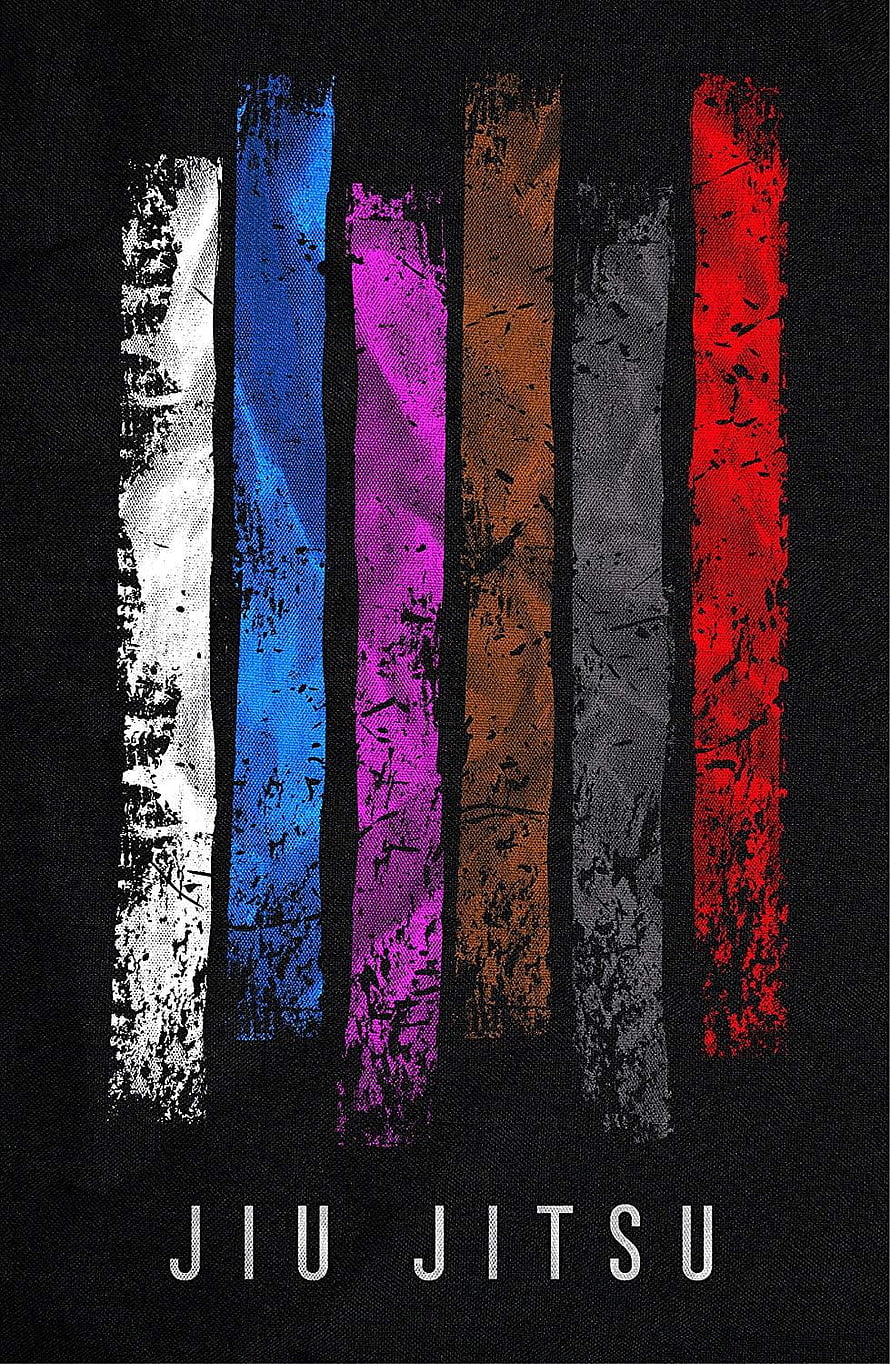 Brazilian Jiu Jitsu Belt Ranks Poster with Grunge Texture on Black Background HD phone wallpaper