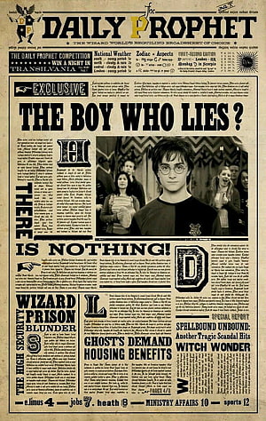 Harry Potter Daily Prophet Front Page Featuring Boy Who Lies Headline HD phone wallpaper