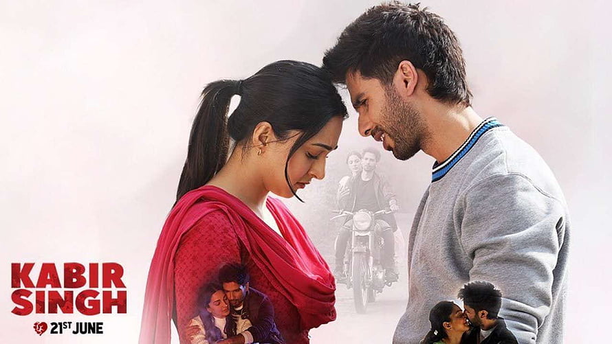 Kabir Singh Movie Poster Featuring Shahid Kapoor and Kiara Advani in Romantic Embrace HD wallpaper