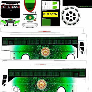 Oneness Travels Bus Livery Design with Green Circuit Board Pattern and White Coach Body HD phone wallpaper