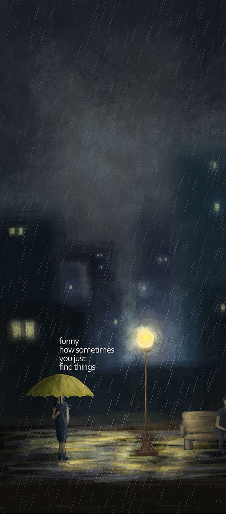 How I Met Your Mother Rainy Night Scene With Yellow Umbrella And Street Lamp HD phone wallpaper