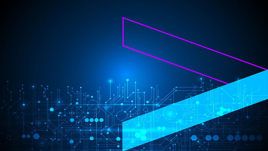 Accenture Technology Background with Neon Circuit Board and Geometric Shapes HD wallpaper