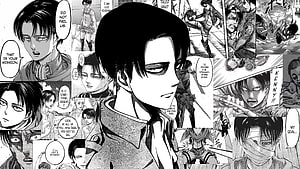 Levi Ackerman Black and White Manga Panel Collage HD wallpaper