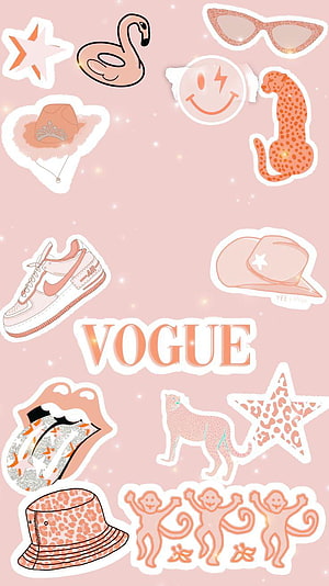 Pink Preppy Aesthetic Sticker Sheet with Leopard Print and Fashion Icons HD phone wallpaper