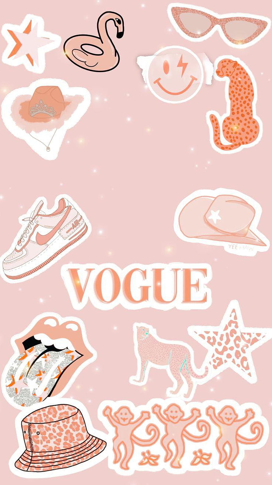 Pink Preppy Aesthetic Sticker Sheet with Leopard Print and Fashion Icons HD phone wallpaper