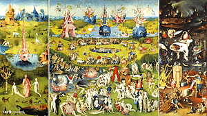 Hieronymus Bosch Garden of Earthly Delights Triptych with Paradise and Hell Scenes HD wallpaper