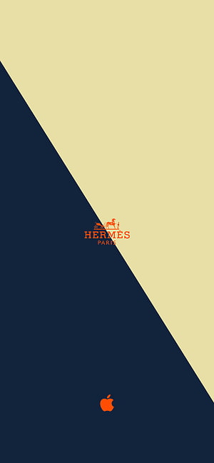 Hermes Paris and Apple Logo Minimalist Diagonal Split Wallpaper HD phone wallpaper
