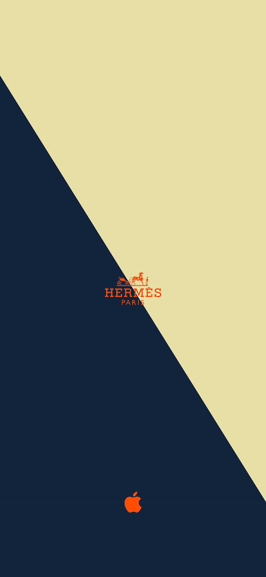 Hermes Paris and Apple Logo Minimalist Diagonal Split Wallpaper HD phone wallpaper