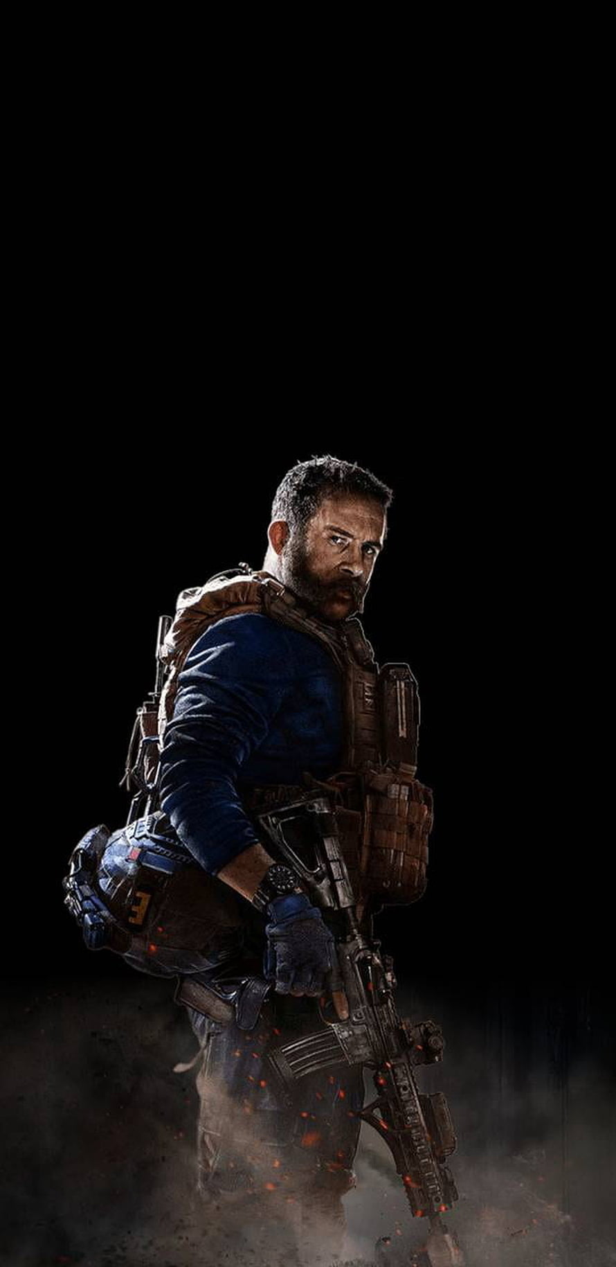 Captain Price from Call of Duty in Tactical Gear with Rifle Against Dark Background HD phone wallpaper