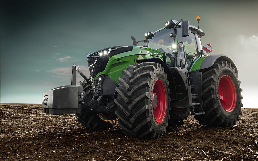 Fendt 1050 Vario Tractor Plowing a Field with Front Ballast HD wallpaper