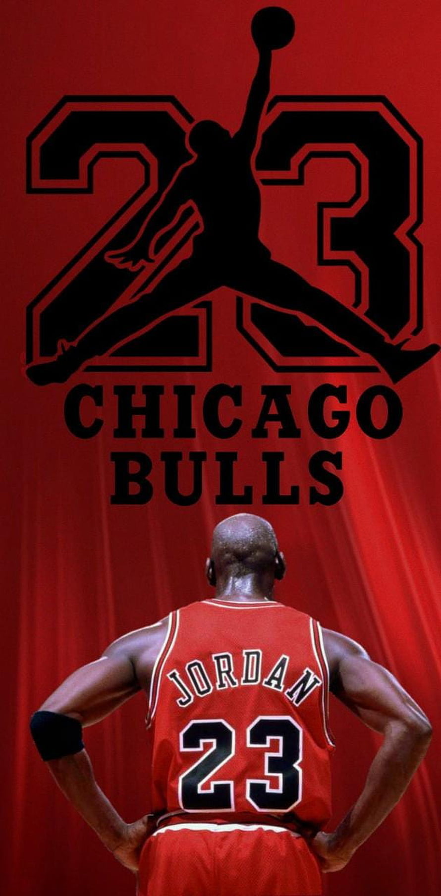 Michael Jordan Chicago Bulls 23 Iconic Red Jersey and Logo Poster HD phone wallpaper