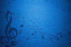 Deep Blue Textured Background Featuring Scattered Musical Notes and Treble Clef HD wallpaper