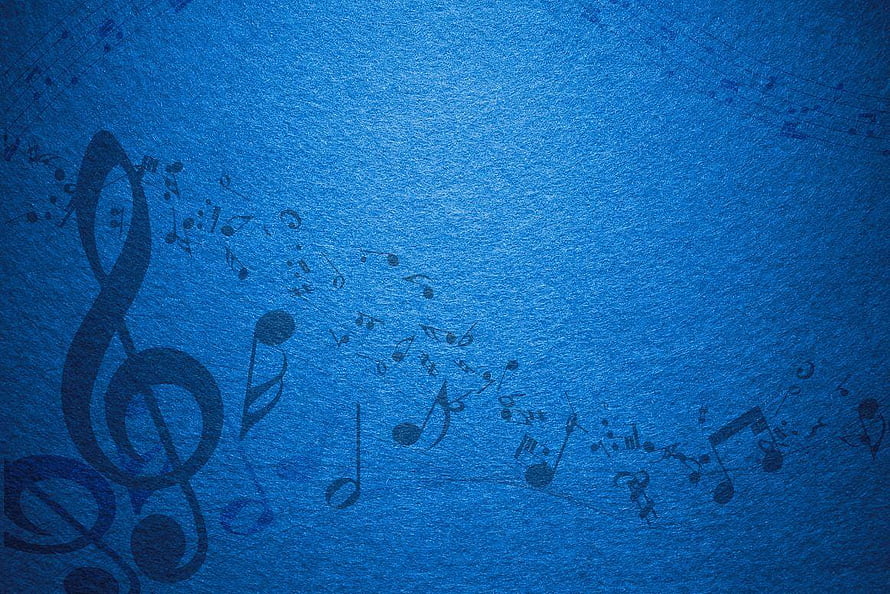 Deep Blue Textured Background Featuring Scattered Musical Notes and Treble Clef HD wallpaper