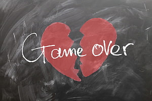 Broken Heart Chalkboard Art With Game Over Text HD wallpaper